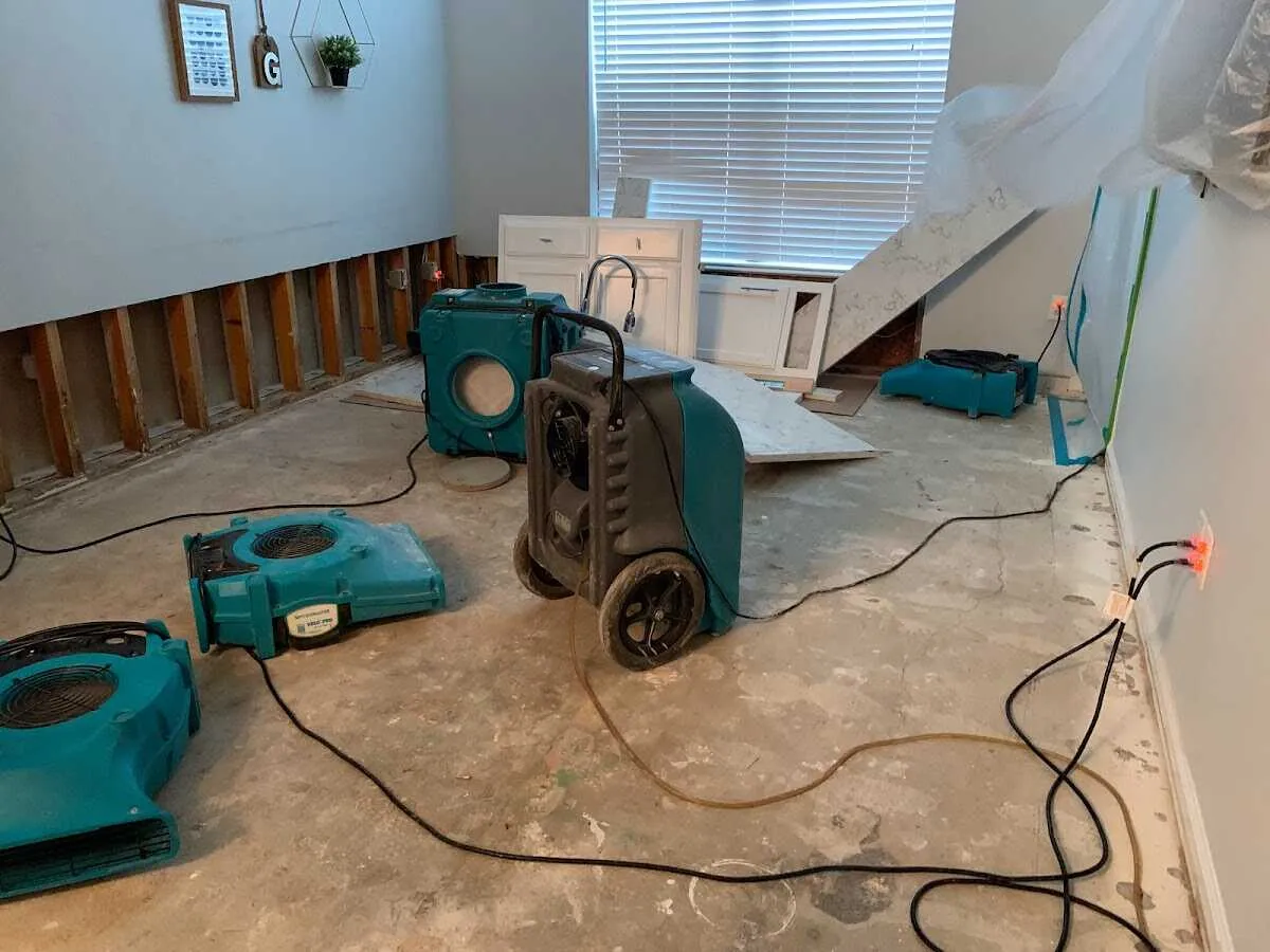 Dehumidifier in flood-cut room for Water Extraction & Removal in Mayfield Heights